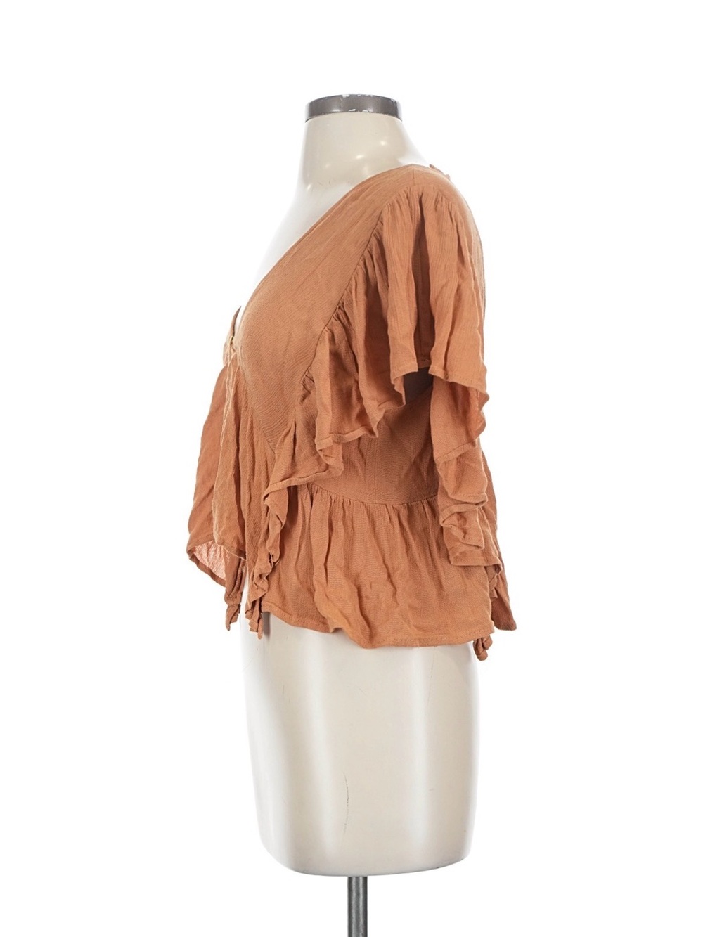 ILLA ILLA Rust Boho Ruffle Button Front Top | Open Back - Picture 4 of 7